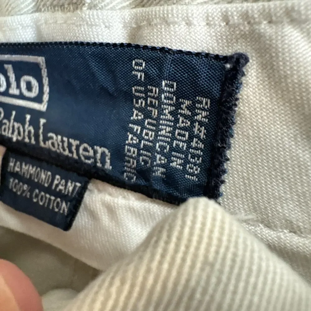 VTG 90s Polo Ralph Lauren Hammond Pant Mens 36x29 Khaki Classic Chino Pleated